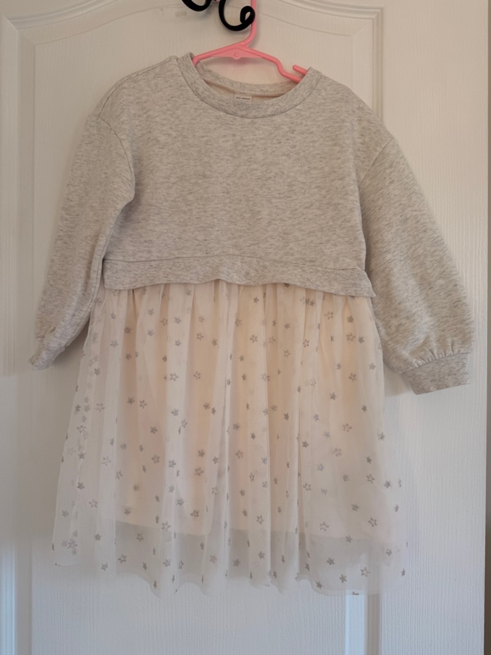 Carter's Gray Sweatshirt Top with Cream Tulle Star Skirt